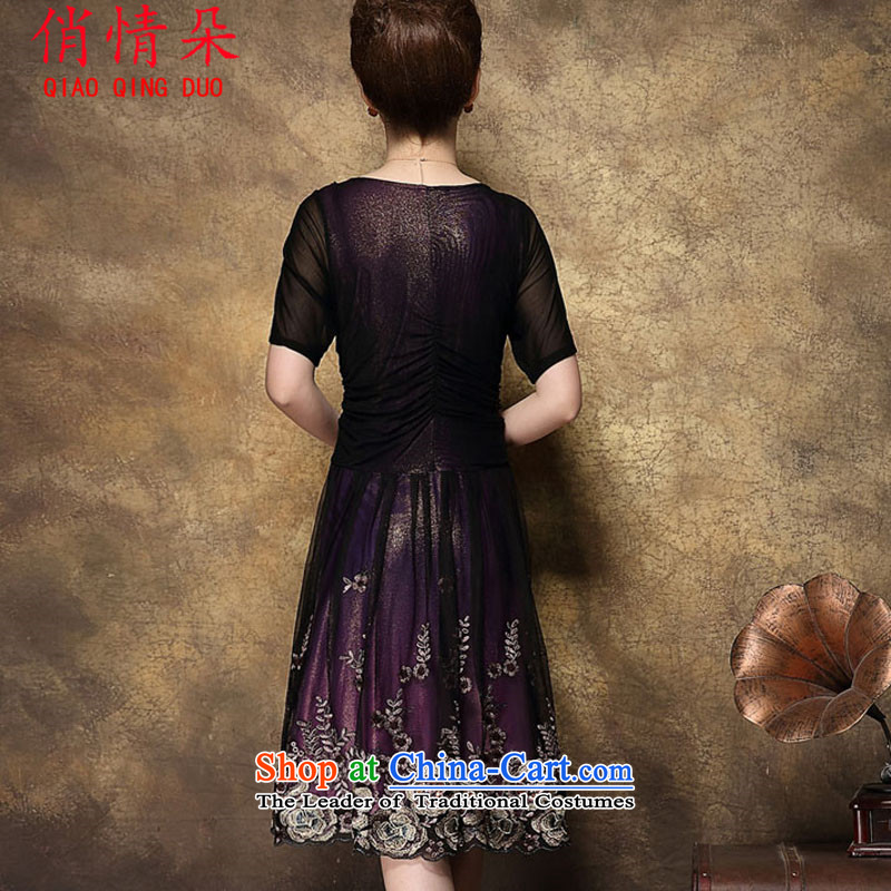 For the love of a new summer heavy industry embroidery short-sleeved dresses female aged mother with larger female FD4069R8959 deep purple other sizes, is love (QIAO QING DUO) , , , shopping on the Internet