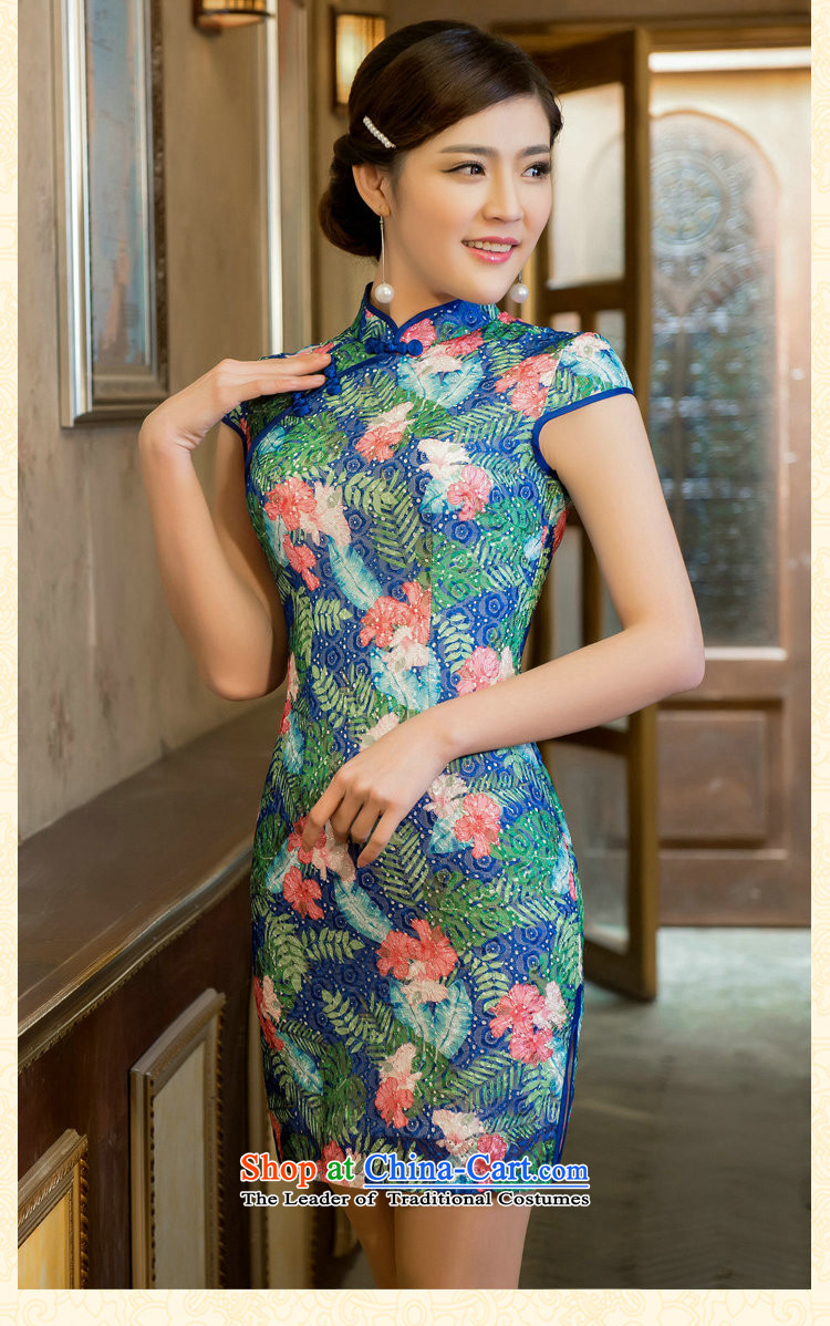 Figure for summer flowers new stylish Sau San Graphics Improvement qipao thin double embroidery lace Chinese cheongsam dress Tsing Park Short M picture, prices, brand platters! The elections are supplied in the national character of distribution, so action, buy now enjoy more preferential! As soon as possible.