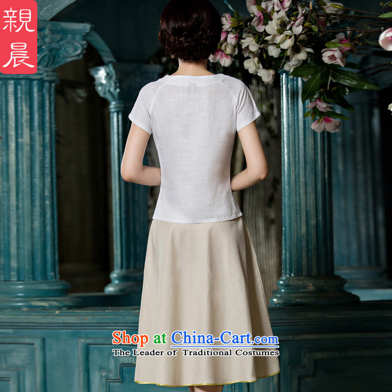 The pro-am New Daily Nation 2015 wind Han-short-sleeved T-shirt qipao improved cotton linen, Ms. Tang Xia shirt + P0011 replacing skirts , M, PRO-AM , , , shopping on the Internet