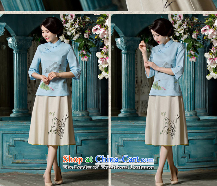 At 2015 new pro-improved cotton linen clothes female summer and fall of qipao replacing Tang Dynasty Chinese daily dresses in cuff A0076-A+P0011 skirt L picture, prices, brand platters! The elections are supplied in the national character of distribution, so action, buy now enjoy more preferential! As soon as possible.