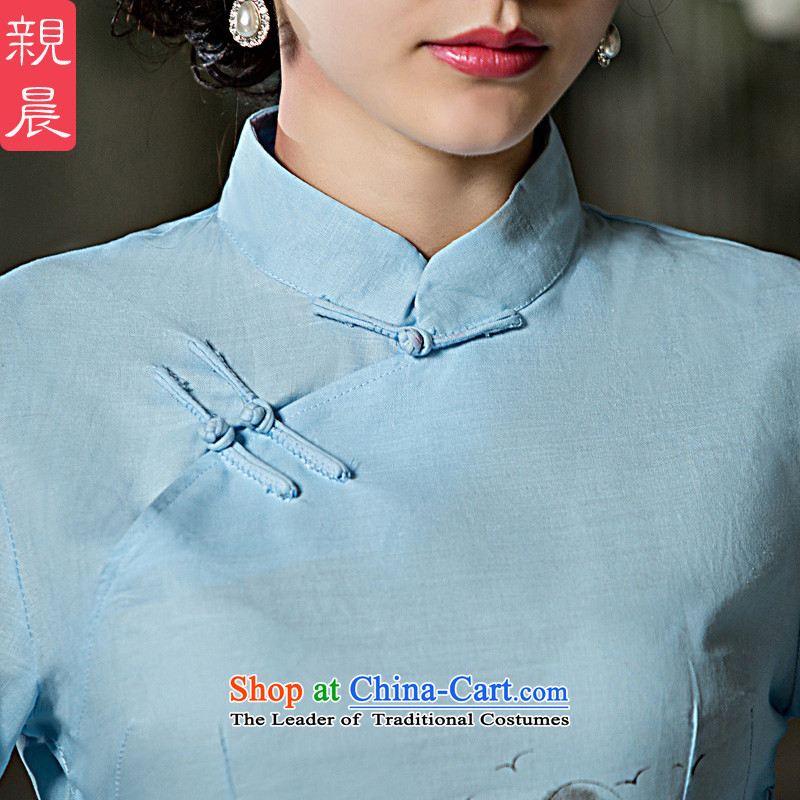 At 2015 new pro-improved cotton linen clothes female summer and fall of qipao replacing Tang Dynasty Chinese daily dresses in cuff A0076-A+P0011 skirts, L, pro-am , , , shopping on the Internet