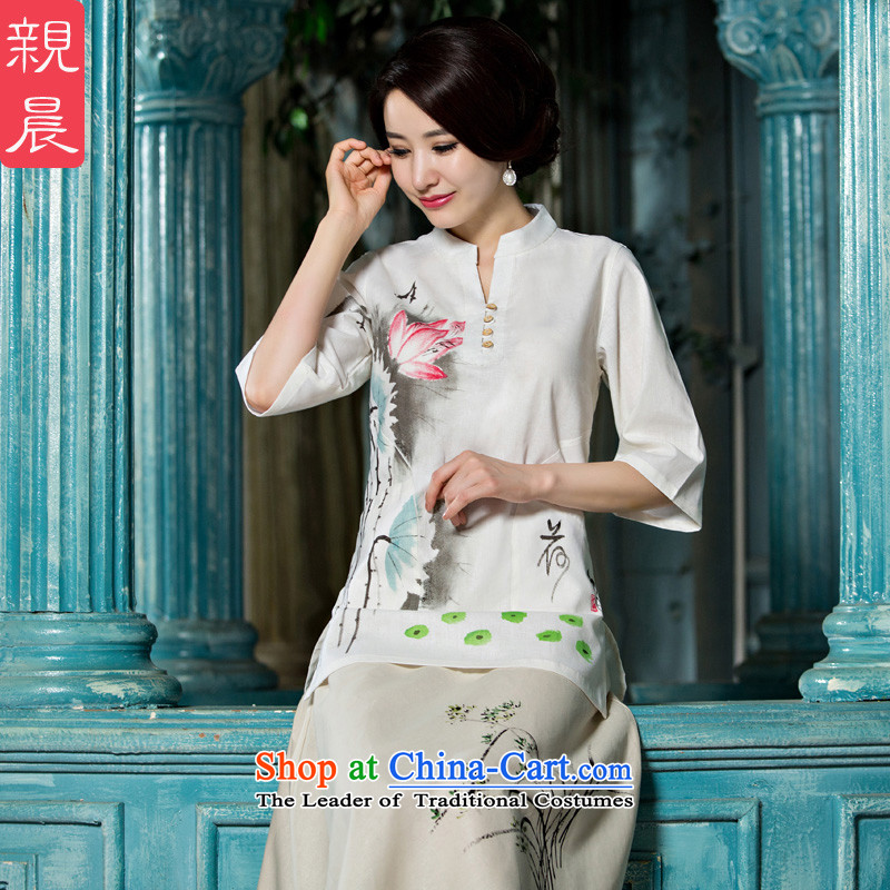 At 2015 new pro-T-shirt female summer qipao daily improved stylish Chinese Tang dynasty cotton linen dresses A0057+p0011 cheongsam dress M, PRO-AM , , , shopping on the Internet