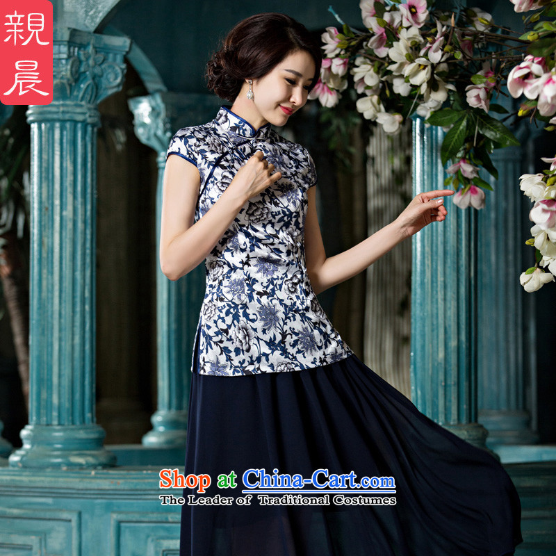 The pro-am cheongsam dress 2015 New Stylish retro-to-day improved Chinese Tang dynasty qipao shirt summer A0061+ female body chiffon skirts , L, pro-am , , , shopping on the Internet