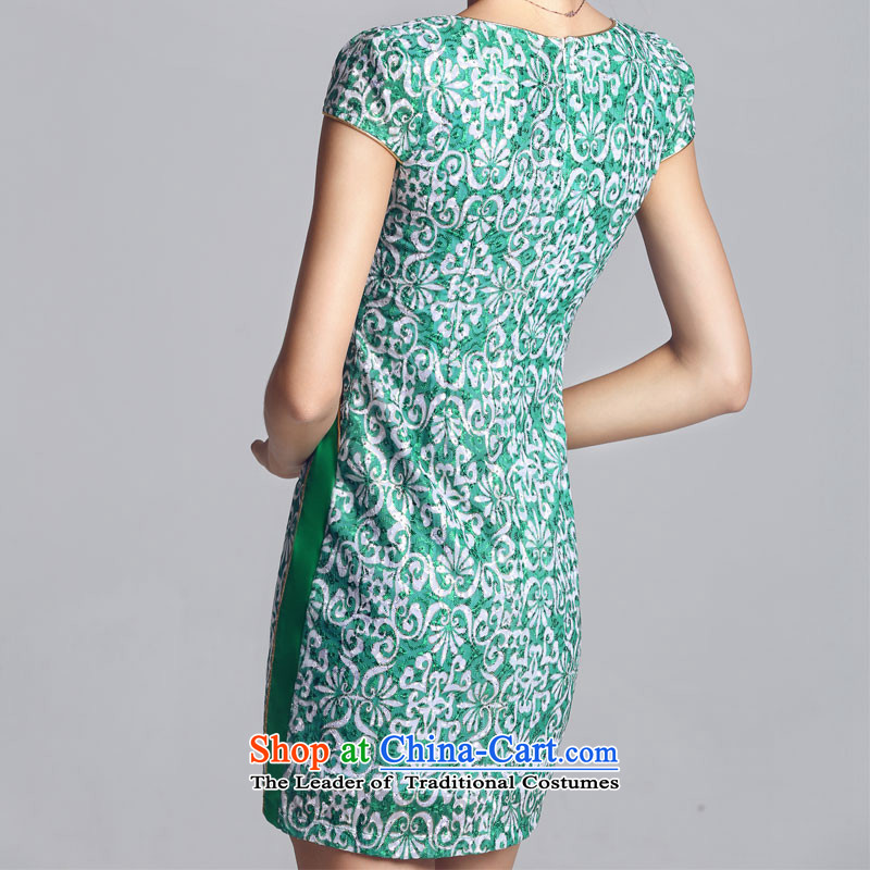 In accordance with the American, embroidered short sleeves retro ethnic improvements Sau San stylish LYE1301 qipao 66603 green XL, in accordance with the (leyier Lok) , , , shopping on the Internet