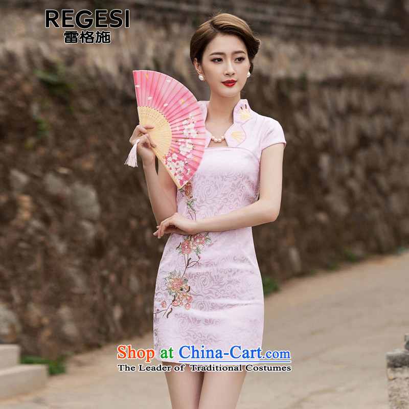 Goersch 2015 summer demining new elegant qipao improved leisure and antique dresses daily video thin qipao gown of Sau San short pink M Craig 1122 (REGESI) , , , shopping on the Internet