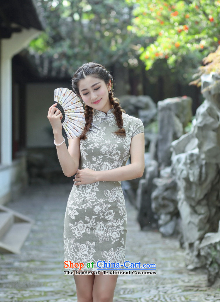 Find Sophie qipao summer Ms. Tang dynasty new Chinese collar is pressed to improve cotton linen stamp Sau San short qipao quiet  M picture, prices, brand platters! The elections are supplied in the national character of distribution, so action, buy now enjoy more preferential! As soon as possible.