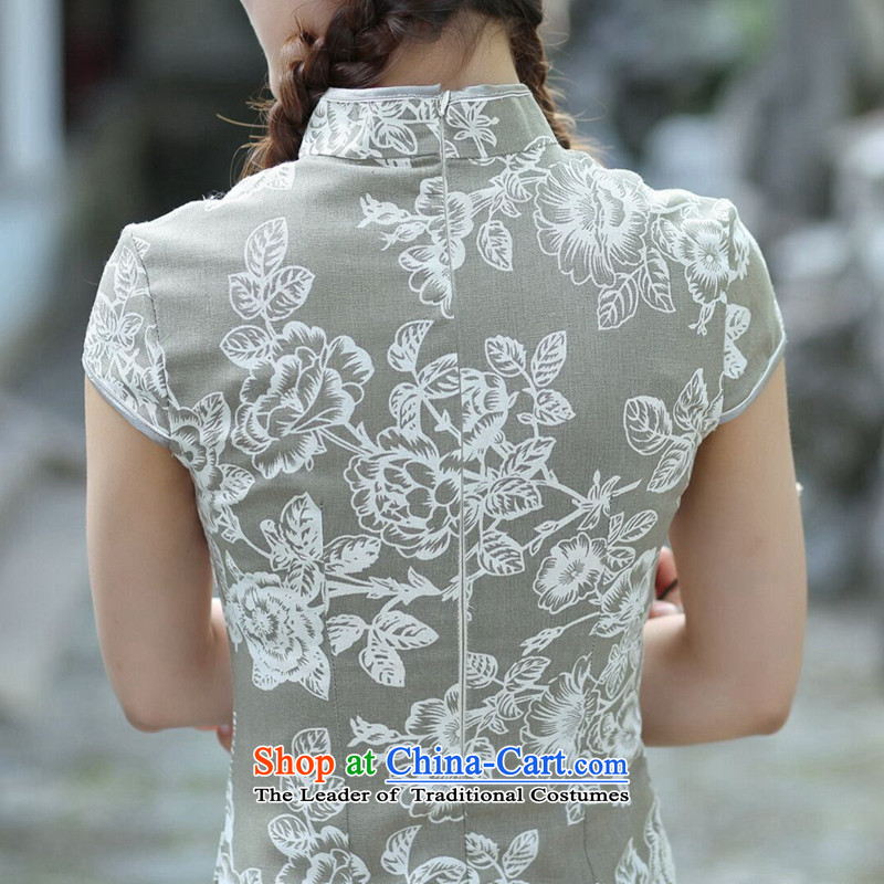 Find Sophie qipao summer Ms. Tang dynasty new Chinese collar is pressed to improve cotton linen stamp Sau San short qipao quiet  M find Sophie , , , shopping on the Internet