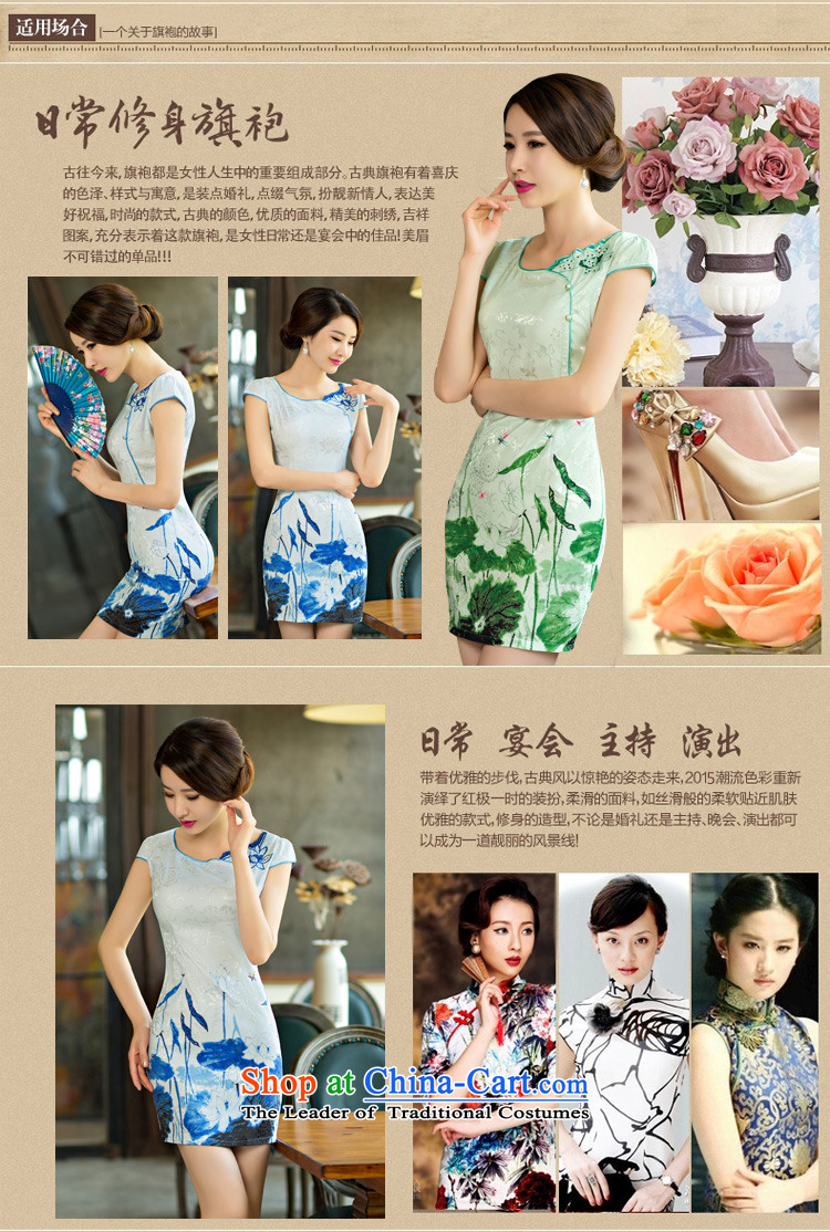 Stephen micro-ching 2015 Summer improved female cheongsam dress retro-day short of Sau San qipao gown 632 green S picture, prices, brand platters! The elections are supplied in the national character of distribution, so action, buy now enjoy more preferential! As soon as possible.
