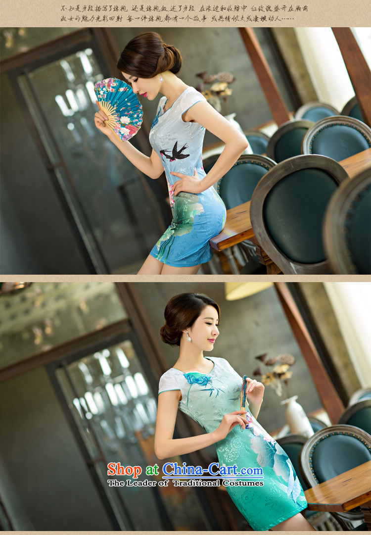 Stephen micro-ching 2015 summer attire qipao upscale lotus figure gradient style qipao Tsing Yuen improved green L picture, prices, brand platters! The elections are supplied in the national character of distribution, so action, buy now enjoy more preferential! As soon as possible.