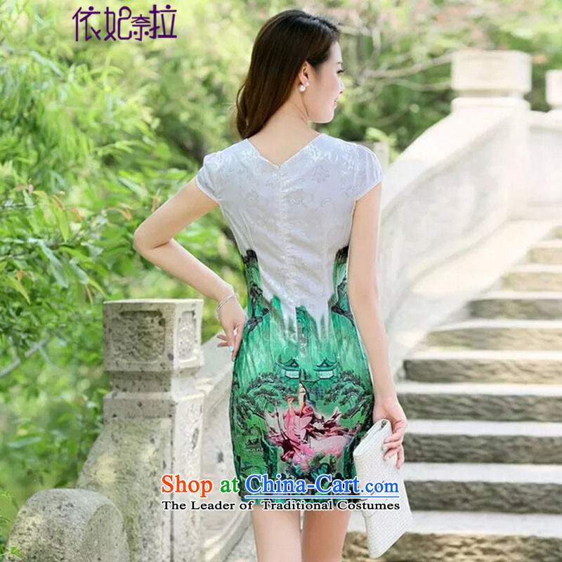 In accordance with the princess naira    2015 new summer skirt daily qipao porcelain stylish short of improved dress #5523 ** golden beauty figure in Princess XXL, naira , , , shopping on the Internet