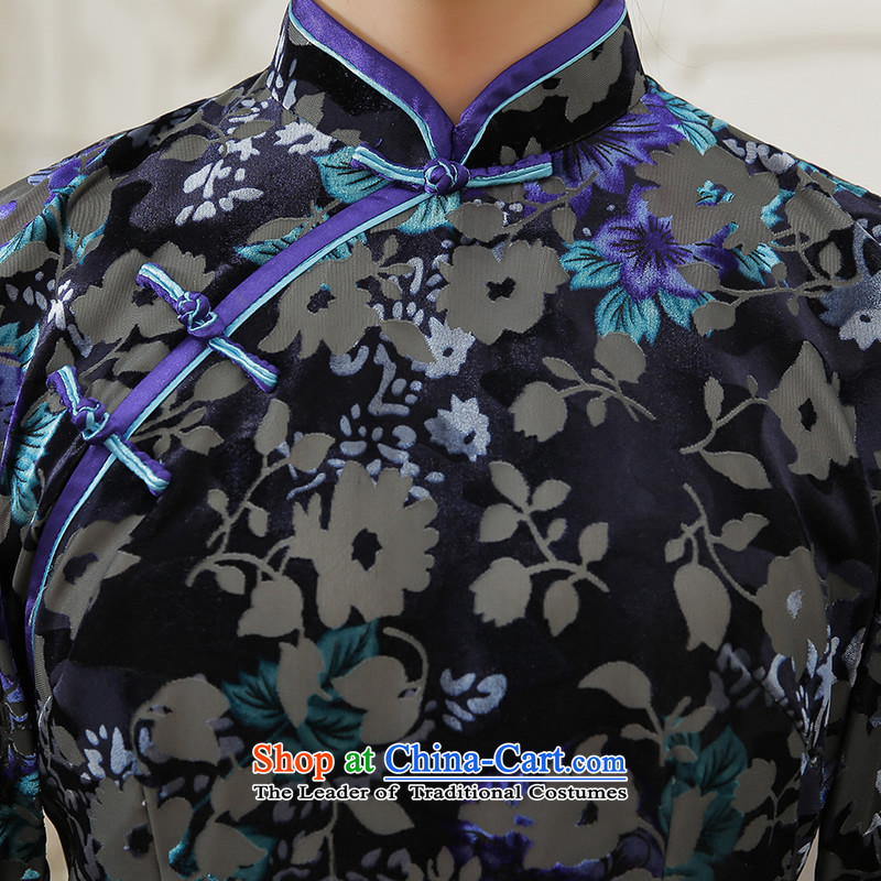 [Sau Kwun Tong] Zi Chan 2015 Autumn replacing new retro scouring pads in the burned out long-sleeved cheongsam dress) QZ5602 XXL, Sau Kwun Tong suit shopping on the Internet has been pressed.
