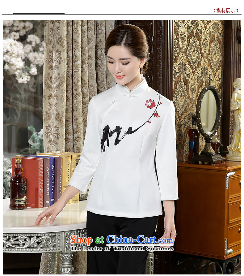 [Sau Kwun Tong] Print MUI Pack autumn 2015 Ms. New Tang Dynasty Chinese qipao shirt TC5637 improved sepia pictures white L, prices, brand platters! The elections are supplied in the national character of distribution, so action, buy now enjoy more preferential! As soon as possible.