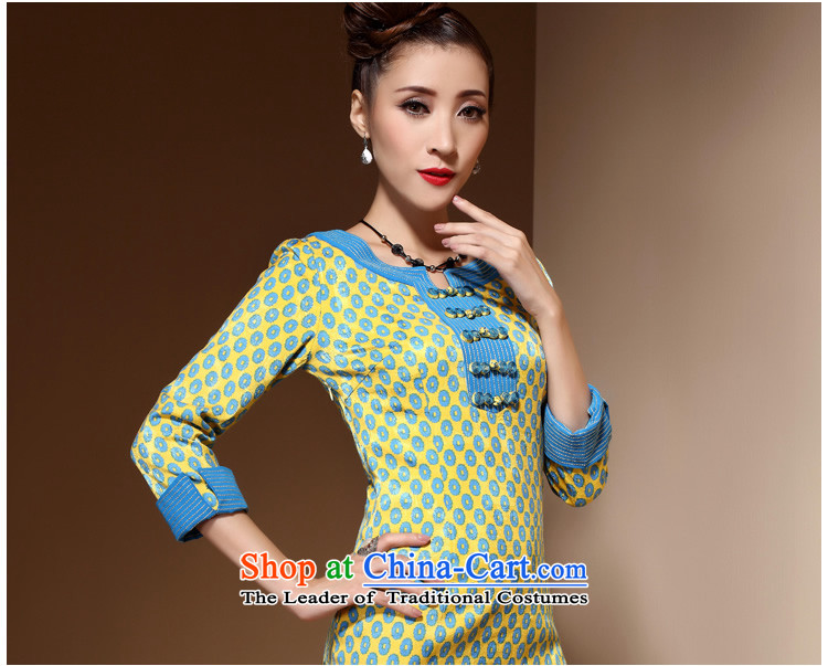 [Sau Kwun Tong] Director Mr Ngan Chun in long-sleeved qipao 2015 new improvement in women's Stylish retro dresses blue XXL picture, prices, brand platters! The elections are supplied in the national character of distribution, so action, buy now enjoy more preferential! As soon as possible.