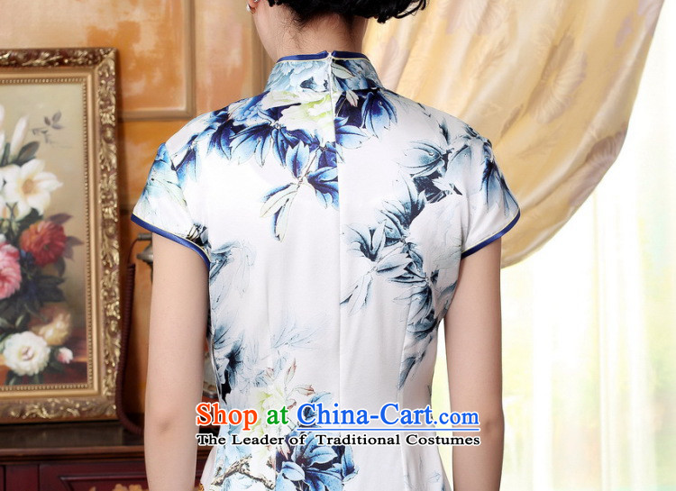 Floral autumn colors pure silk positioning of Mudan Elastic satin poster short qipao Chinese herbs extract improved collar blue qipao Ling S picture, prices, brand platters! The elections are supplied in the national character of distribution, so action, buy now enjoy more preferential! As soon as possible.