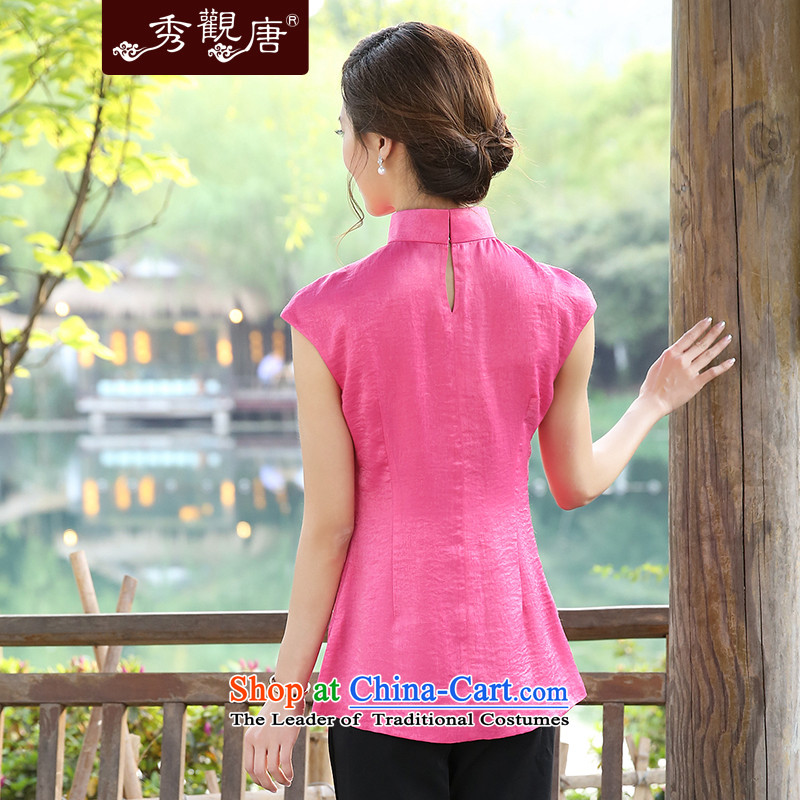 Sau Kwun Tong clearly color China wind spring 2015 T-shirt qipao Ms. Tang Dynasty Chinese women G13518 improved pink XL, Sau Kwun Tong shopping on the Internet has been pressed.
