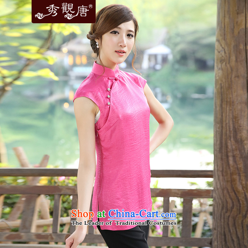 Sau Kwun Tong clearly color China wind spring 2015 T-shirt qipao Ms. Tang Dynasty Chinese women G13518 improved pink XL, Sau Kwun Tong shopping on the Internet has been pressed.