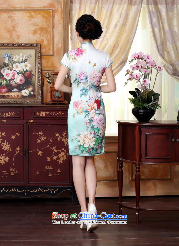 Dan smoke summer peony flowers bloomed wire positioning Chinese collar poster Elastic satin herbs extract improved short qipao is Putin  2XL Photo, prices, brand platters! The elections are supplied in the national character of distribution, so action, buy now enjoy more preferential! As soon as possible.