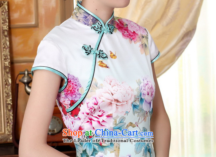 Dan smoke summer peony flowers bloomed wire positioning Chinese collar poster Elastic satin herbs extract improved short qipao is Putin  2XL Photo, prices, brand platters! The elections are supplied in the national character of distribution, so action, buy now enjoy more preferential! As soon as possible.