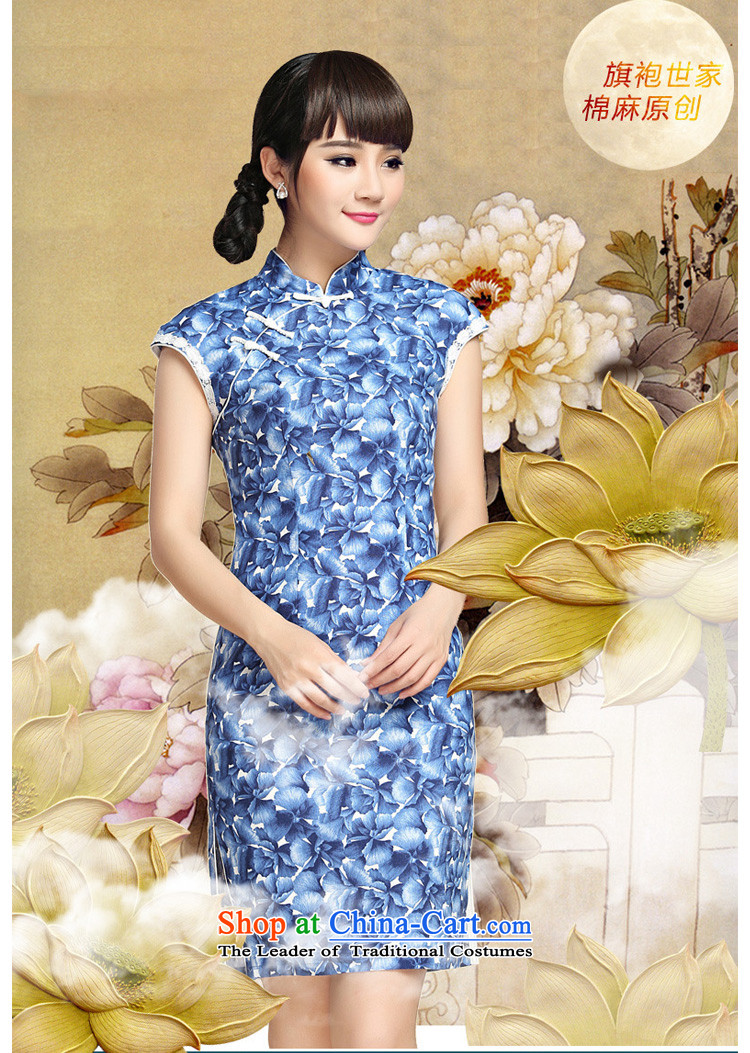 At the end of summer 2015, shallow women's Mock-neck republic of korea wind Tang MOUNTING ANGLED badges of Sau San on short of arts van's cotton linen dresses YXF1065 Blue M picture, prices, brand platters! The elections are supplied in the national character of distribution, so action, buy now enjoy more preferential! As soon as possible.