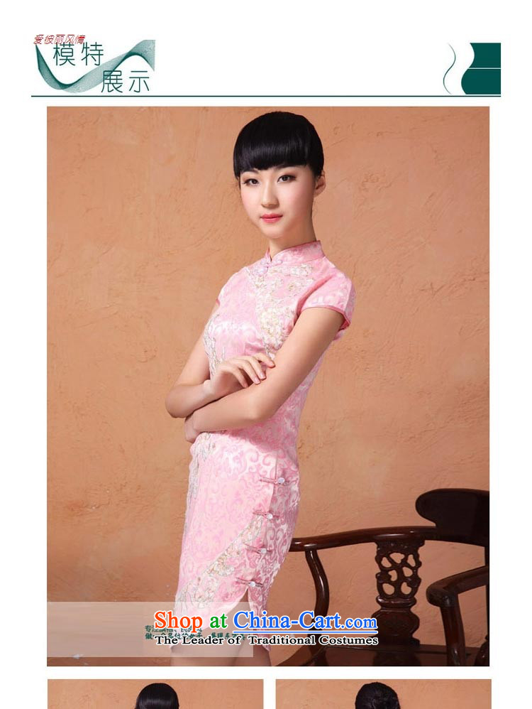 At the end of summer 2015, shallow women cheongsam dress collar ramp up short-sleeved retro style with a 