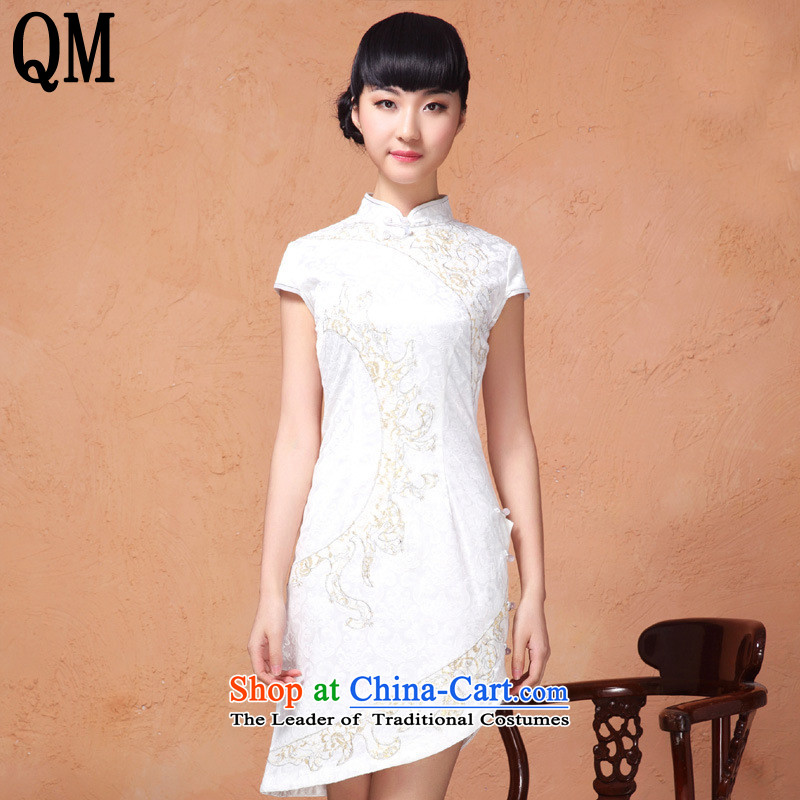 At the end of summer 2015, shallow women cheongsam dress collar ramp up short-sleeved retro style with a     embroidery cheongsam YXF837 female  end of the pink XL, shallow shopping on the Internet has been pressed.