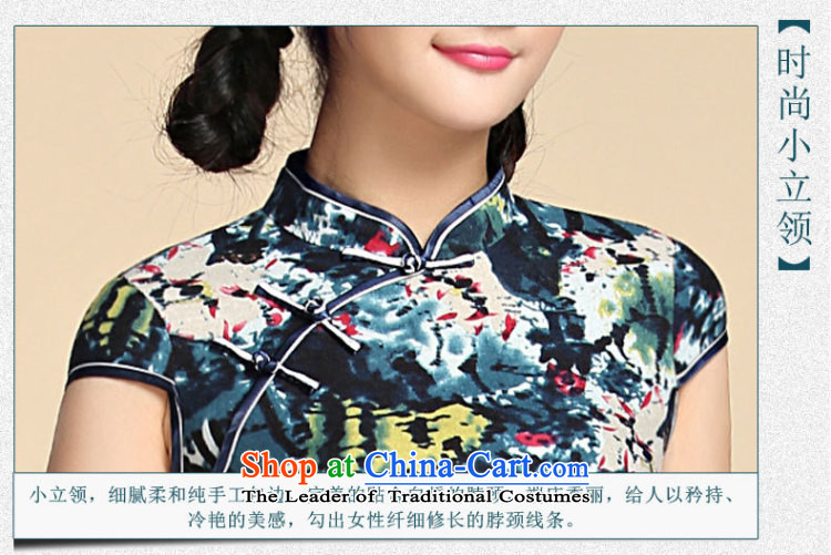 At the end of summer 2015, shallow women's Mock-neck tray snap-in the Republic of Korea Tang MOUNTING ANGLED ends on short of Sau San's cotton linen dresses female YXF1037 map color pictures, prices, XXL brand platters! The elections are supplied in the national character of distribution, so action, buy now enjoy more preferential! As soon as possible.