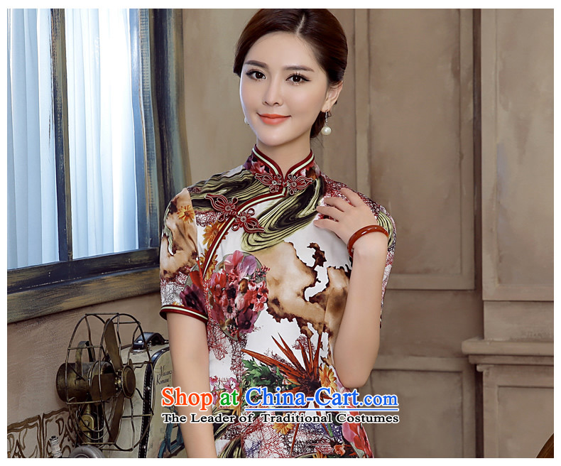 [Sau Kwun Tong]-Yuk Ling 2015 Summer New Silk retro stamp herbs extract long dress suit XXXL QD5618 qipao picture, prices, brand platters! The elections are supplied in the national character of distribution, so action, buy now enjoy more preferential! As soon as possible.