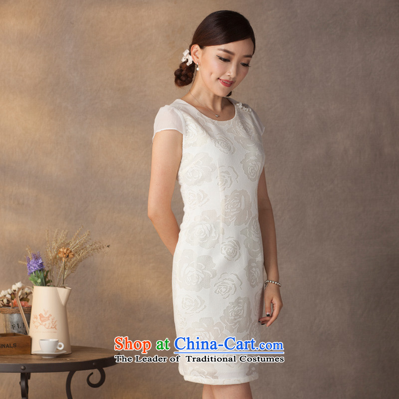 A Pinwheel Without Wind-Ju-il foil composite lace dresses 2015 Summer stylish ethnic Sau San retro white dresses , Yat Lady , , , shopping on the Internet