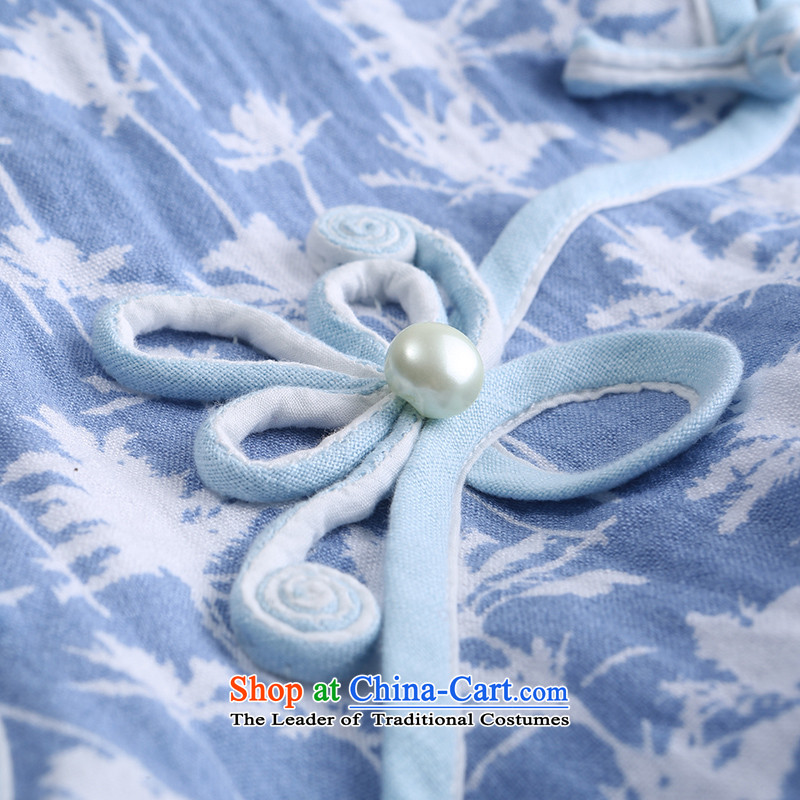 A Pinwheel Without Wind Yat Sweet Dreams by 2015 new improved summer qipao retro Sau San rayon stamp cheongsam dress blue , L, Yat Lady , , , shopping on the Internet