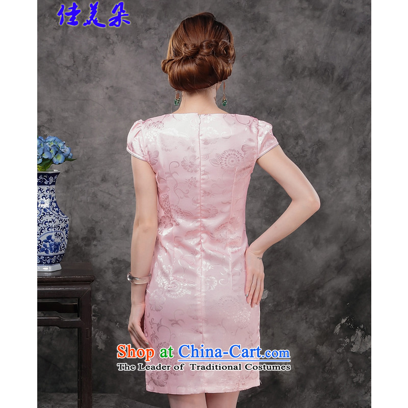 Jia Mei   2015 new summer flower dresses improved daily Sau San Foutune of stylish short of qipao temperament 1802# female pink XL, JIA MEI (JIA MEI DUO) , , , shopping on the Internet