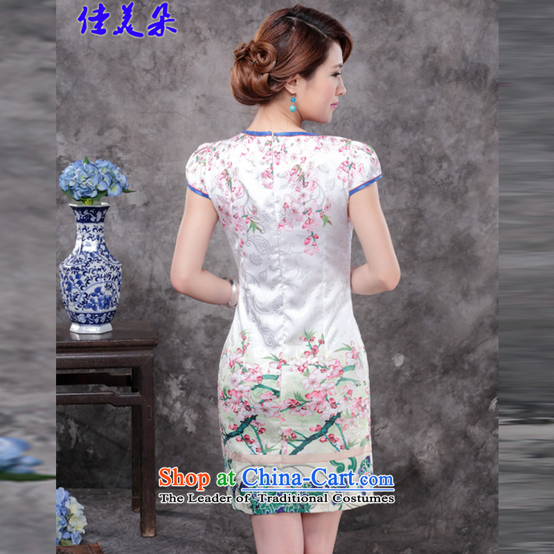 Jia Mei  2015 Flower new summer and fall of replacing white cotton jacquard retro daily improved cheongsam dress suit XXS, 1805# temperament female JIA MEI (JIA MEI DUO) , , , shopping on the Internet