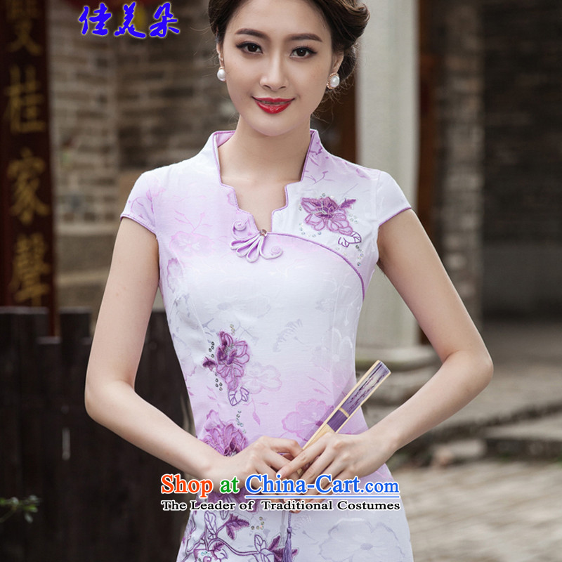 Jia Mei   2015 Flower Spring Summer Stylish retro QIPAO) short skirt daily qipao gown 1127# skirt violet S, JIA MEI (JIA MEI DUO) , , , shopping on the Internet