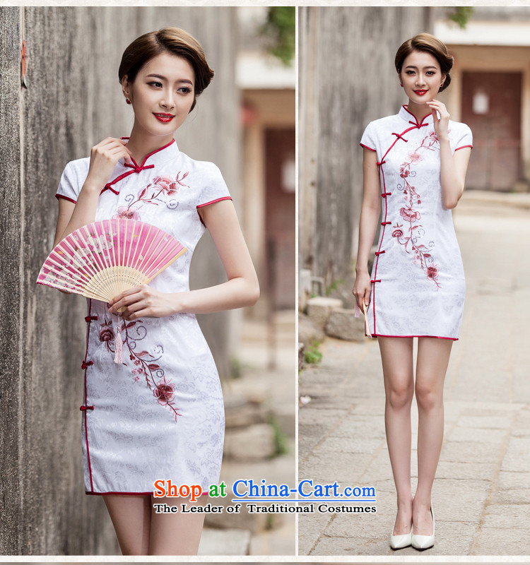 New cheongsam dress 2015 summer short of female improved stylish Sau San embroidery dresses retro daily Tang dynasty white S picture, prices, brand platters! The elections are supplied in the national character of distribution, so action, buy now enjoy more preferential! As soon as possible.