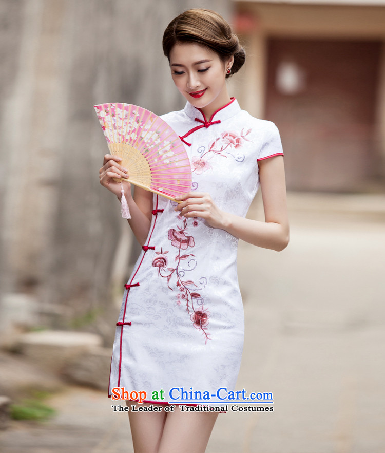 New cheongsam dress 2015 summer short of female improved stylish Sau San embroidery dresses retro daily Tang dynasty white S picture, prices, brand platters! The elections are supplied in the national character of distribution, so action, buy now enjoy more preferential! As soon as possible.