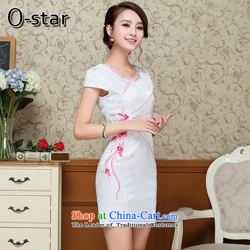   2015 Summer 00-star qipao new cheongsam summer short stylish qipao improved cotton linen, Ms. Tang dynasty pale green Xl,o-star,,, shopping on the Internet