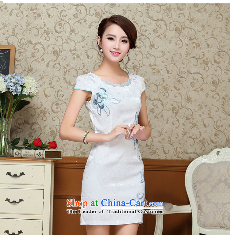 The following Summer 2015 new women's pretty and stylish version of Sau San video thin cheongsam dress qipao Tang dynasty improved female summer Blue M picture, prices, brand platters! The elections are supplied in the national character of distribution, so action, buy now enjoy more preferential! As soon as possible.