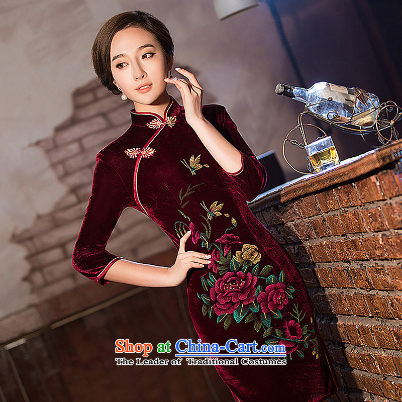 At the end of light retro scouring pads Sau San long-sleeved dresses qipao WMBQ162 picture color light at the end of XL, , , , shopping on the Internet