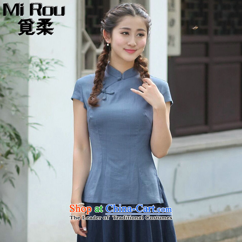 Find Sophie summer blouses ethnic Han-short-sleeved T-shirt qipao improved cotton linen, Ms. Tang with single facade T-shirts are finding Sophie 3XL, shopping on the Internet has been pressed.