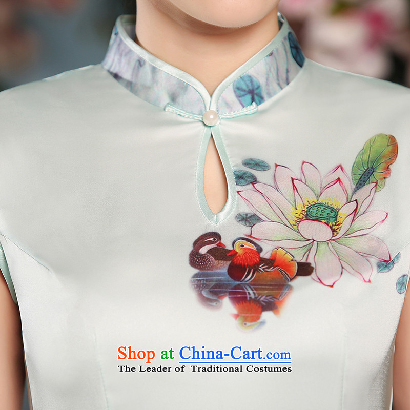 The new 2015 spring/summer load qipao cheongsam dress improved daily qip video thin foutune temperament long dresses , L, the United States in accordance with the house of the green shopping on the Internet has been pressed.