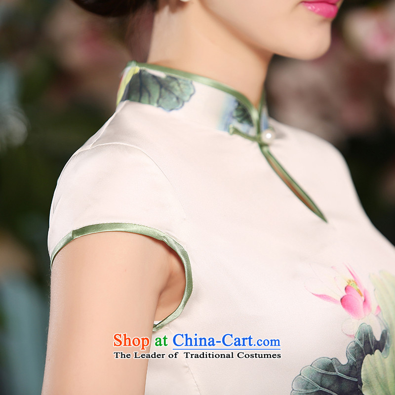 The new 2015 spring/summer load qipao cheongsam dress improved daily qip video thin Foutune of long white dresses temperament and in accordance with the house of the XL, , , , shopping on the Internet