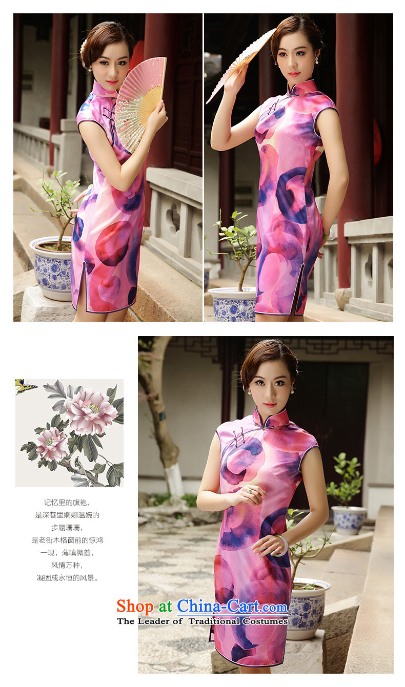The Wu female red 2015 Summer new improved cheongsam dress summer silk-Sau San Tong replacing short of Ms. elegant stamp 39623A001 M picture, prices, brand platters! The elections are supplied in the national character of distribution, so action, buy now enjoy more preferential! As soon as possible.