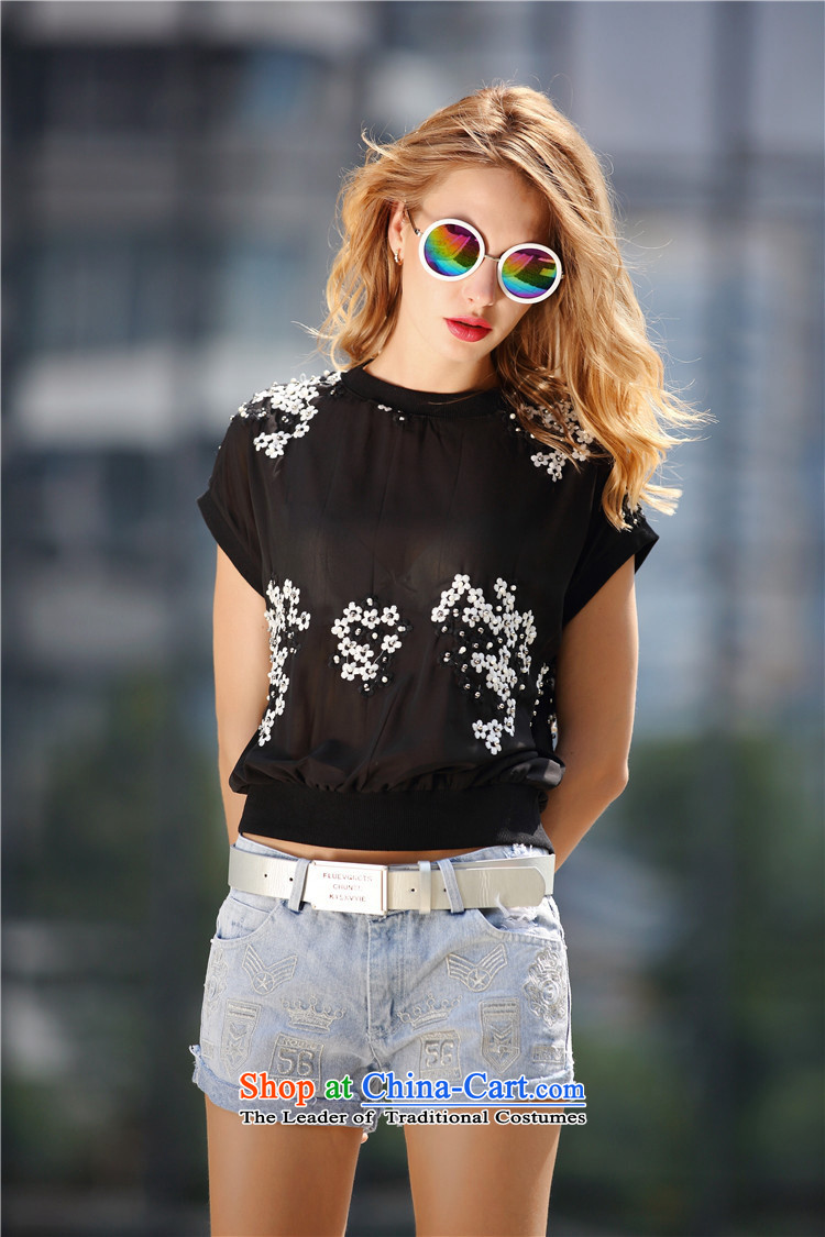 Vpro only A5031 dress European Summer 2015 new site female embroidery nail pearl round-neck collar short-sleeved T-shirt are yard white are code pictures, prices, brand platters! The elections are supplied in the national character of distribution, so action, buy now enjoy more preferential! As soon as possible.