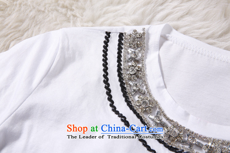Vpro only A4986 dress Europe 2015 Summer new ladies casual stylish round-neck collar embroidery diamond short-sleeved T-shirt with white M picture, prices, brand platters! The elections are supplied in the national character of distribution, so action, buy now enjoy more preferential! As soon as possible.