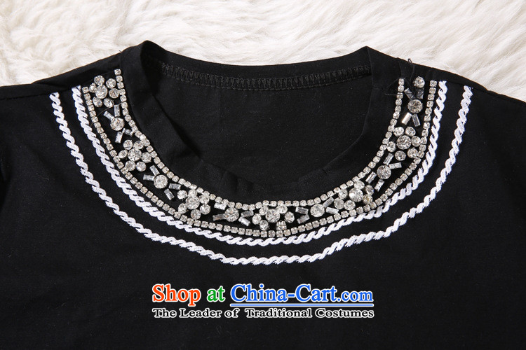 Vpro only A4986 dress Europe 2015 Summer new ladies casual stylish round-neck collar embroidery diamond short-sleeved T-shirt with white M picture, prices, brand platters! The elections are supplied in the national character of distribution, so action, buy now enjoy more preferential! As soon as possible.