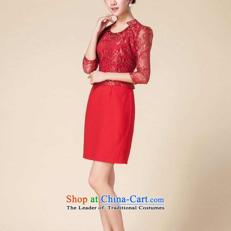 At the end of the Cuff in light of nostalgia for the dresses engraving lace cheongsam dress RXA145615 red light at the end of M , , , shopping on the Internet