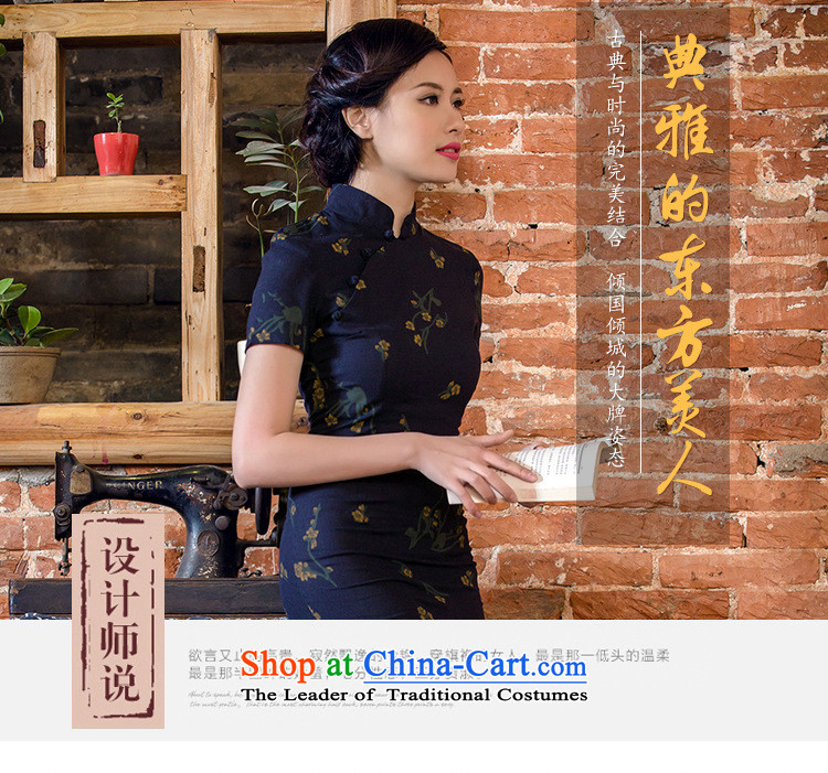 In line new cloud short-sleeved qipao long low on disk for manually linen's skirt JT5088 BLUE S picture, prices, brand platters! The elections are supplied in the national character of distribution, so action, buy now enjoy more preferential! As soon as possible.