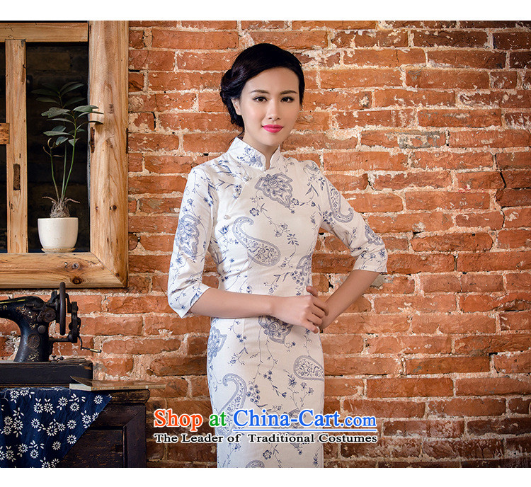 In line summer short-sleeved qipao cloud long low on disk for manually linen's skirt blue Lotus XL Photo, prices, brand platters! The elections are supplied in the national character of distribution, so action, buy now enjoy more preferential! As soon as possible.