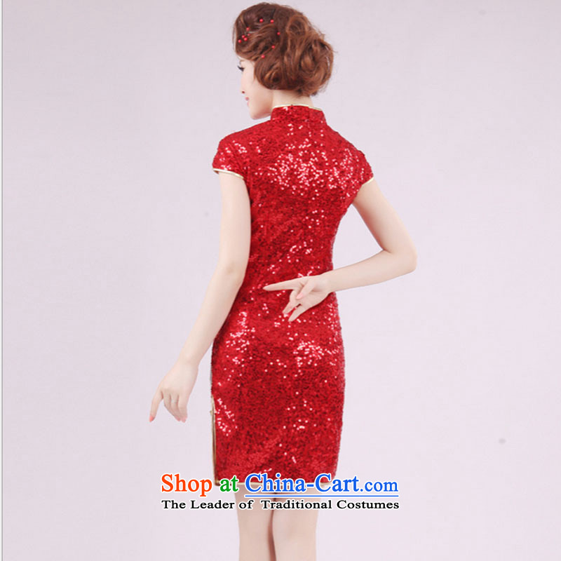 The end of the shallow Phoenix embroidery lace short, on-chip of the forklift truck cheongsam long bridal dresses PYM0023 improved red  light at the end of the Red XL, , , , shopping on the Internet