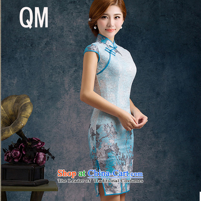 The end of the shallow lace improved day-to-day summer qipao Sau San stylish ethnic Chinese Wind collar short-sleeved short skirt?PYMXYG012_?picture color?M