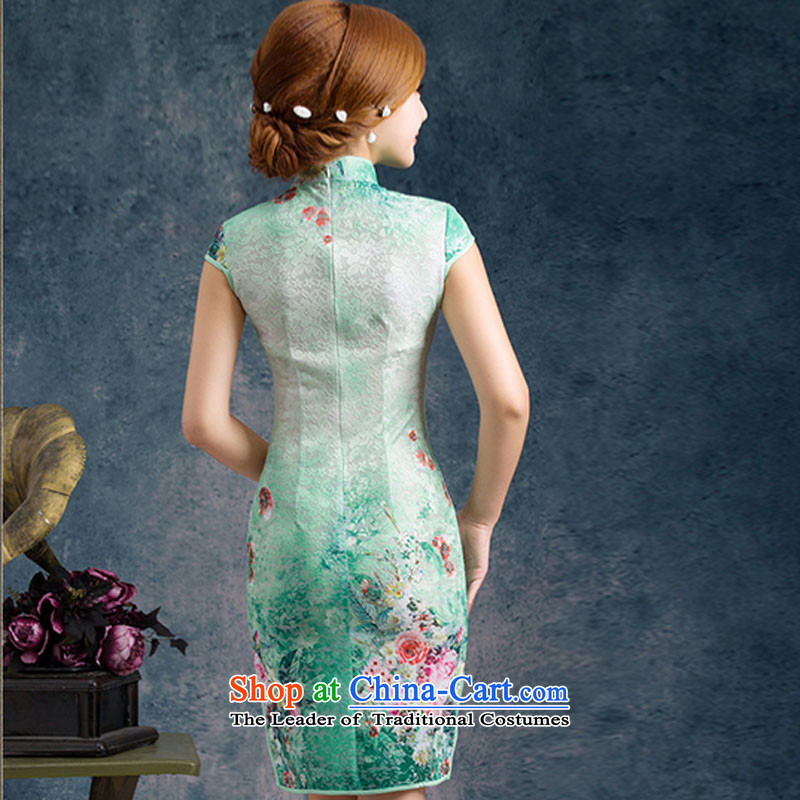 The end of the shallow lace improved day-to-day summer qipao Sau San stylish China wind short-sleeved dresses PYMXYG019 picture color light at the end of XL, , , , shopping on the Internet